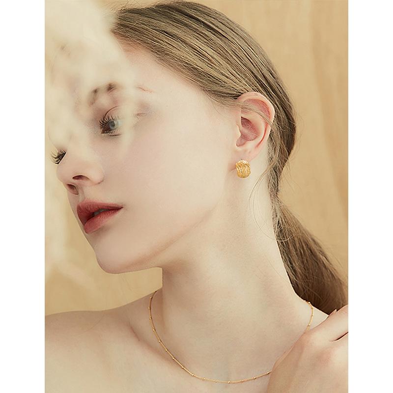 Folded Curved Texture Ball Earrings Light Luxury High-end Earrings