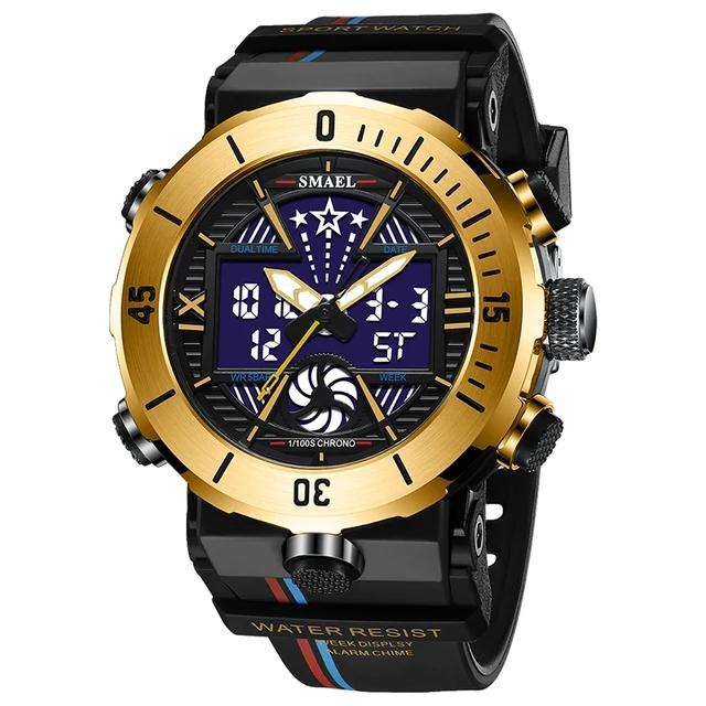 Smael 8051 Dual Time Display Mens Luminous Hands Men Sport Watch Reloges Alarm Clock Stopwatch LED Digital Relojs Sports Watch Smael 8051