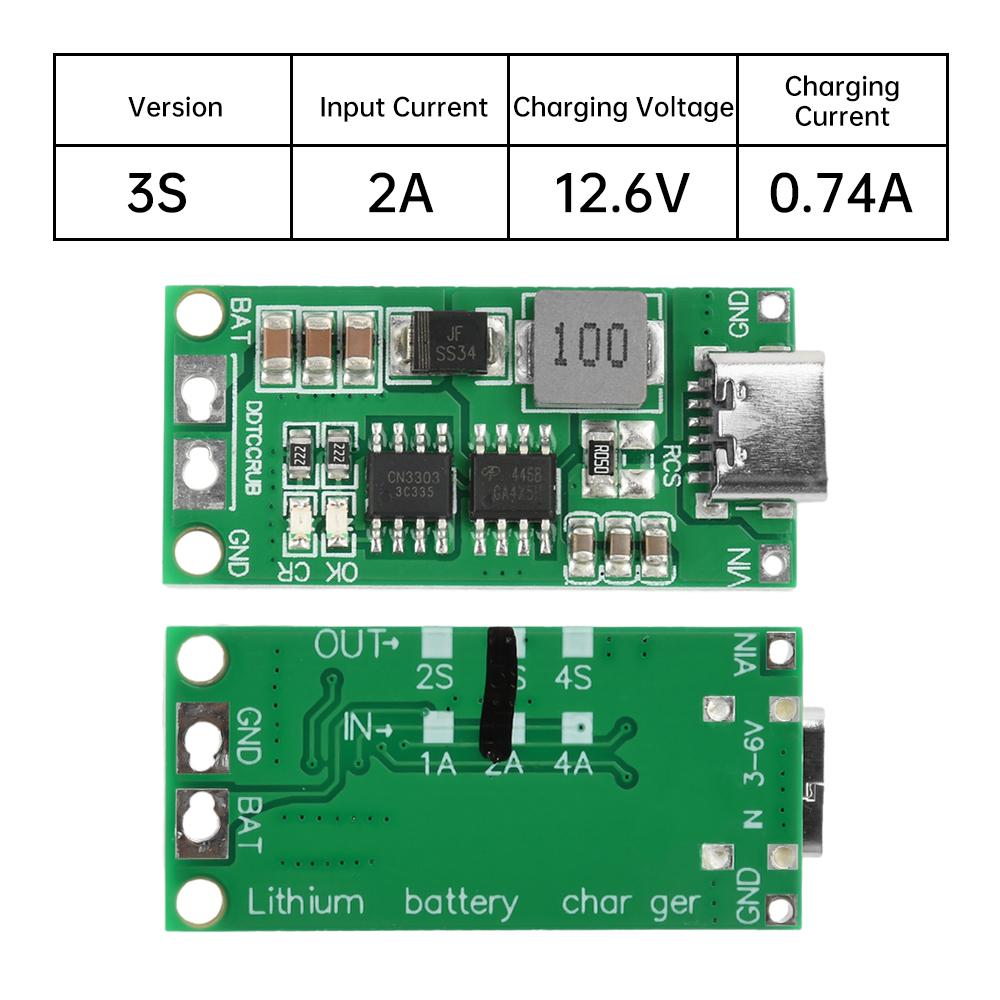 2S/3S/4S 1A 2A 4A Typ-C Auf 8,4V 12,6V 16,8V Step-Up Boost LiPo Polymer Li-Ion Ladegerät DC 36V 18650 Lithium-Batterie