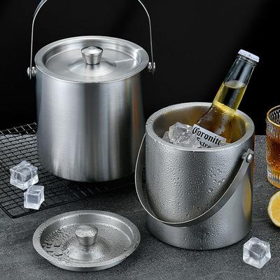 Doppelwandiger Edelstahl-Eiskübel mit Deckel Isolierter Kühl-Eiskübel Ideal für Hausbar Kühlen von Bier Champagner Wein