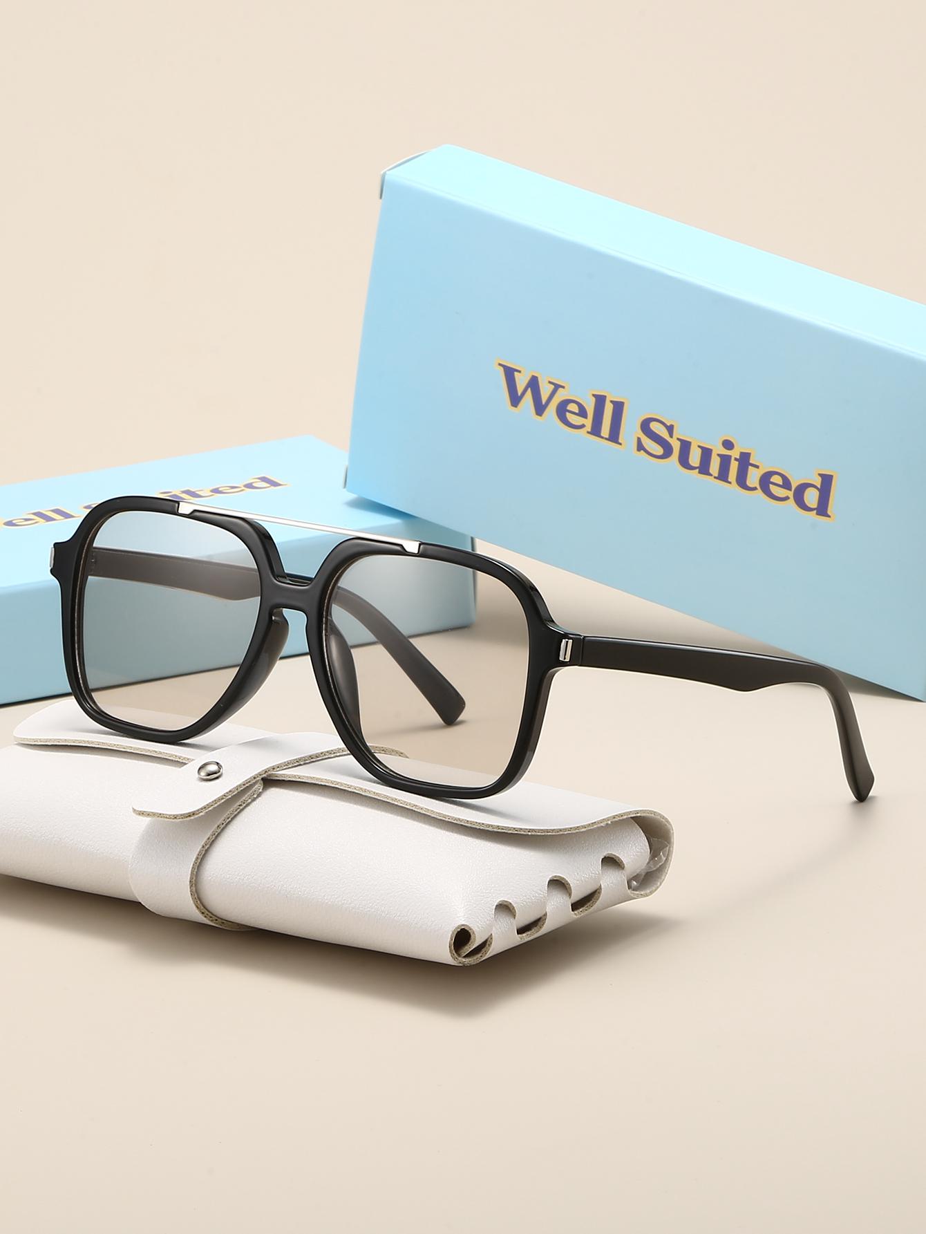 

Well Suited Classic Fashion Casual Rectangular Glasses with Rice Nail Design Fashion Accessories Individually Packaged Boutique
