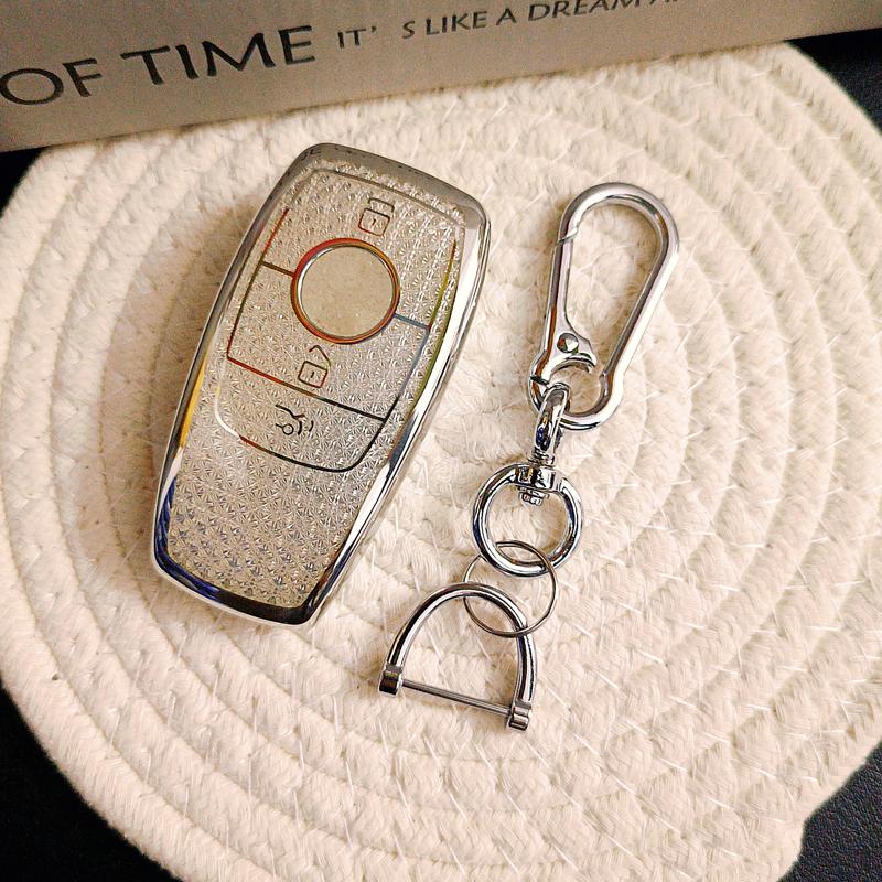 

White Diamond TPU For Mercedes Benz A C E G Class GLC CLE CLA GLB GLS W177 W205 W213 W222 X167 AMG Remote Car Key Case Cover Fob