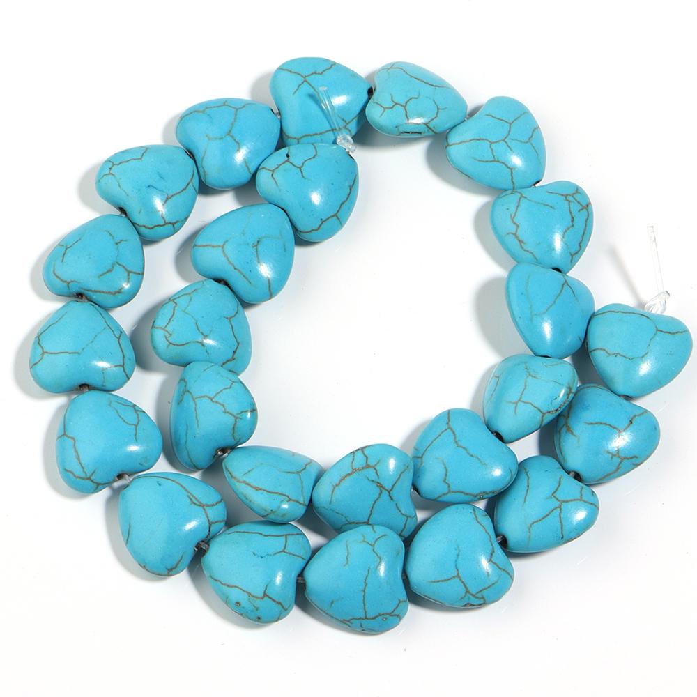 1 Strand Heart Shape Turquoise Beads Colorful Natural Stone Beads For Jewelry Making Spacer Beads DIY Bracelet Necklace Handmade 8mm apx 48pcs синий