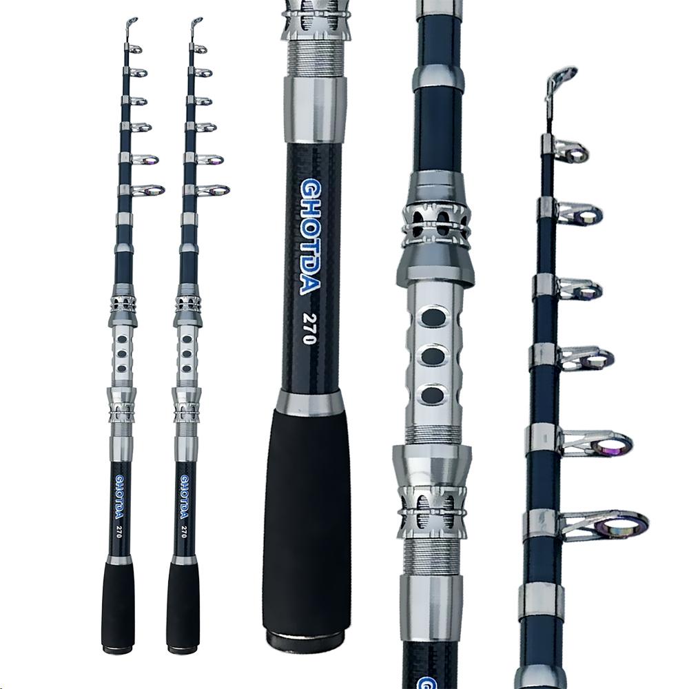 Mini Portable Carbon Fiber Sea Fishing Rod Long Throwing Rod 1.8-3.0m Telescopic Fishing Rod Super Hard Fishing Rod Sea Fishing Tackle Set