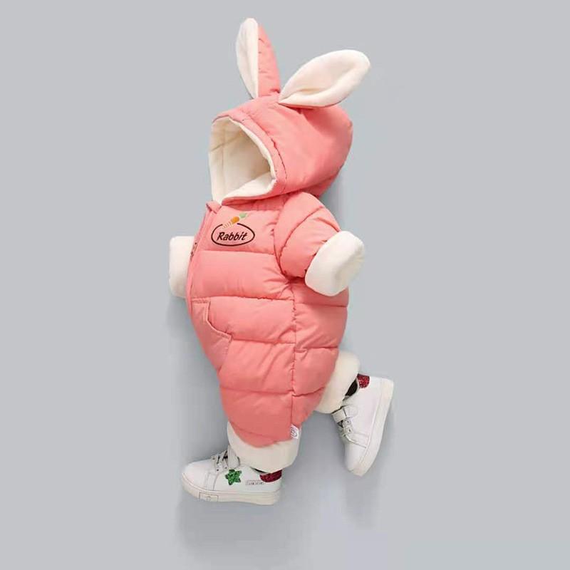 Baby Winter Romper Thick Padded Snowsuit Cartoon Hooded Jumpsuit Newborn Boys Girls