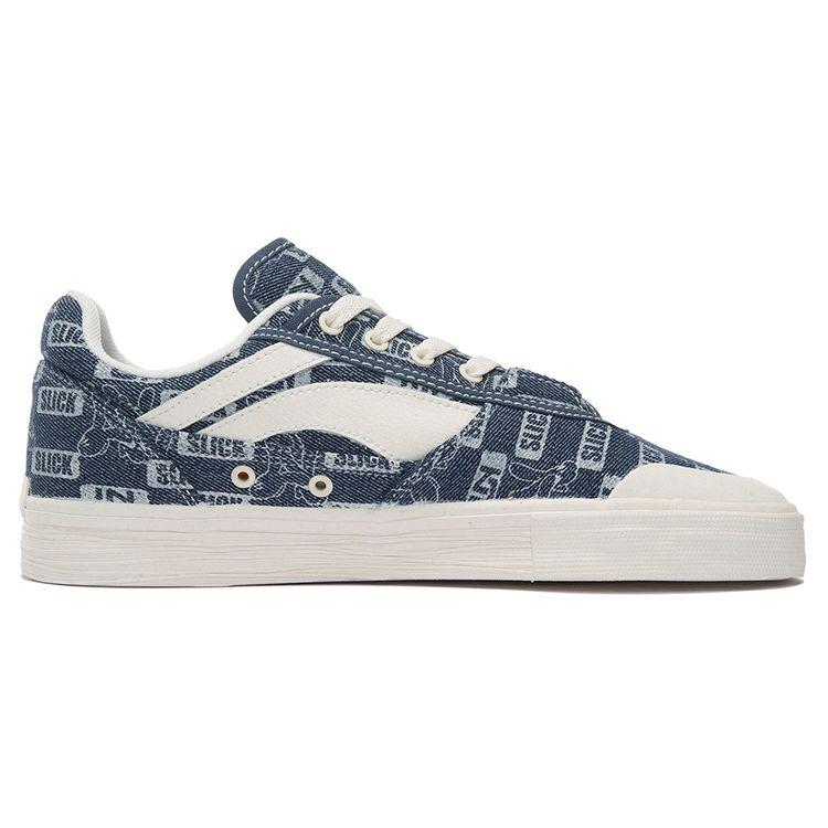 Li Ning 50/50 Canvas Fabric Slip Resistant Durable Lightweight Low Top Skate Shoes Men Sneakers Blue AECS023-2