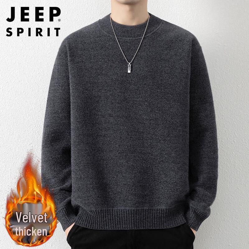 

JEEP SPIRIT Men s Winter Fleece-Lined Round Neck Sweater 2XL