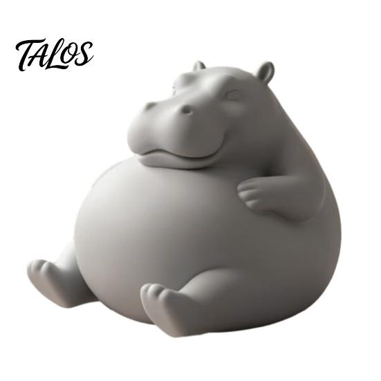 Small Gifts for Animal Lovers 3D Printed Chubby Hippo Figurine, Lazy Hippopotamus Statue, Cute Decorative Figures Desk Ornament Home Office