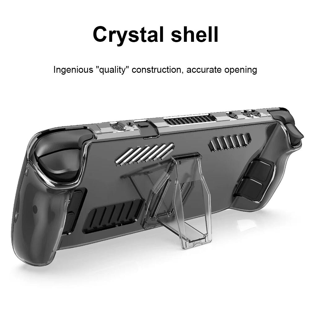 Hard PC Game Console Cover Accessories Transparent Crystal Game Console Shell Replacement Detachable with Support for Steam Deck