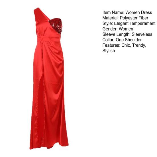 Meerjungfrau Brautjungfernkleid für Damen Satin Ein Schulter Pailletten Abendkleid Sexy Party Abschlussball Schlitzkleid Formell Cocktail Hochzeitsgastkleid