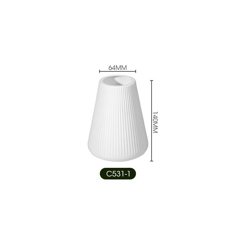 Nordic White Plastic Flower Vase with Artificial Flowers and Water-holding Capability