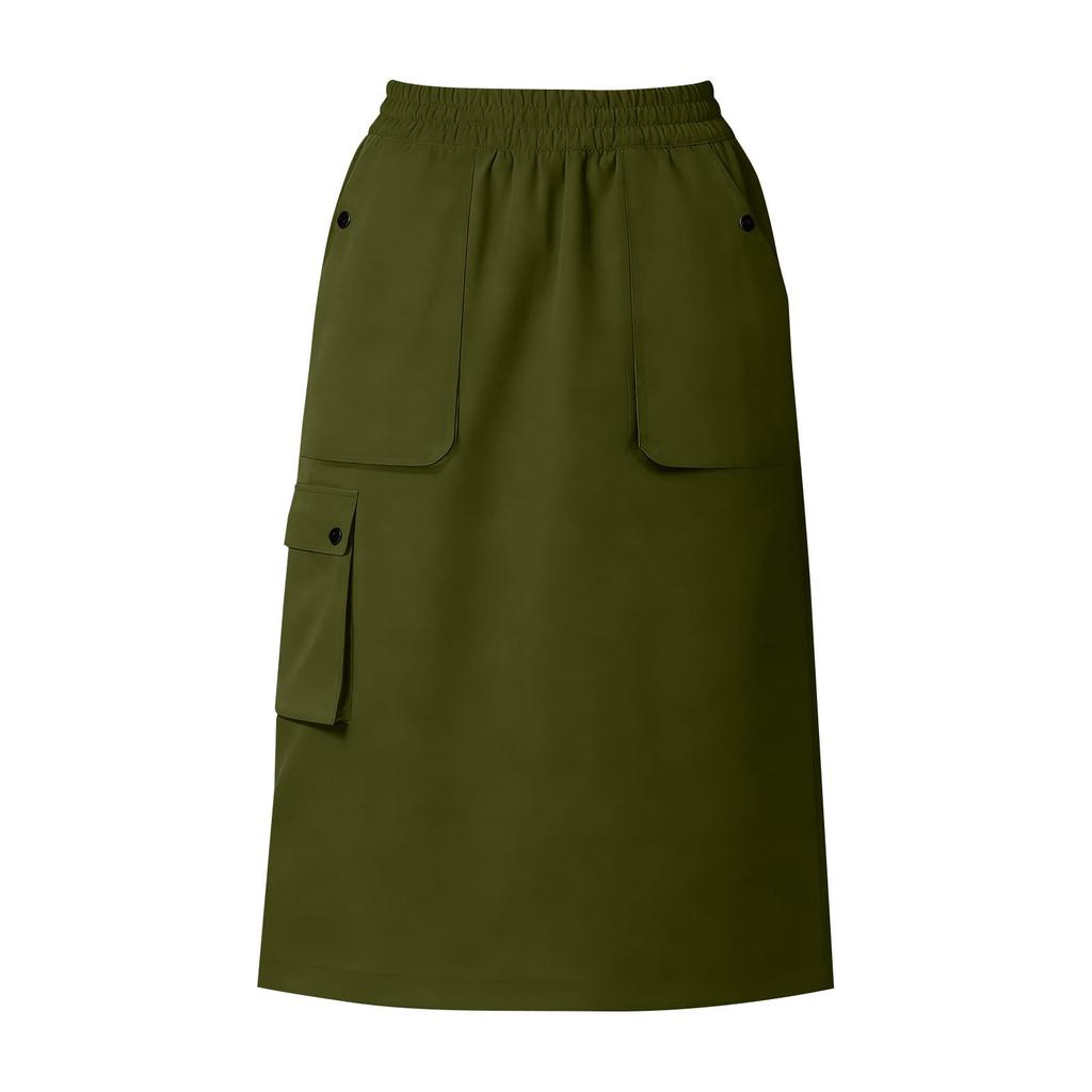 Women Casual Elastic High Waisted Skirt With Pockets