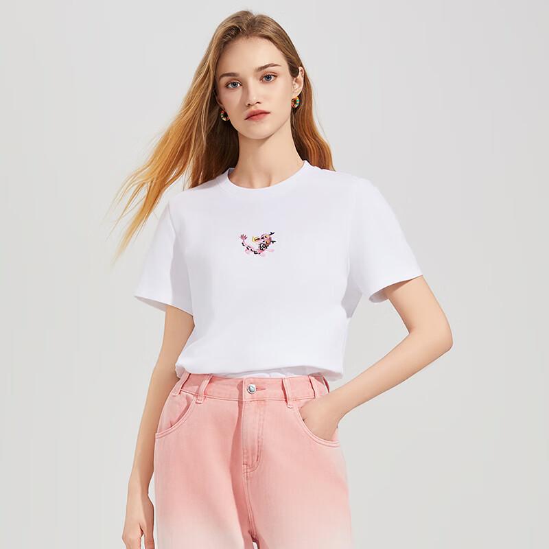 SheTu Women's Cute Dragon Print Short Sleeve T-Shirt