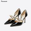Fashion Star Style Luxury Pearls Rhinestones Patent Leather Women Pumps Elegant Pointed Toe Thin High Heels Female Party Wedding Shoes