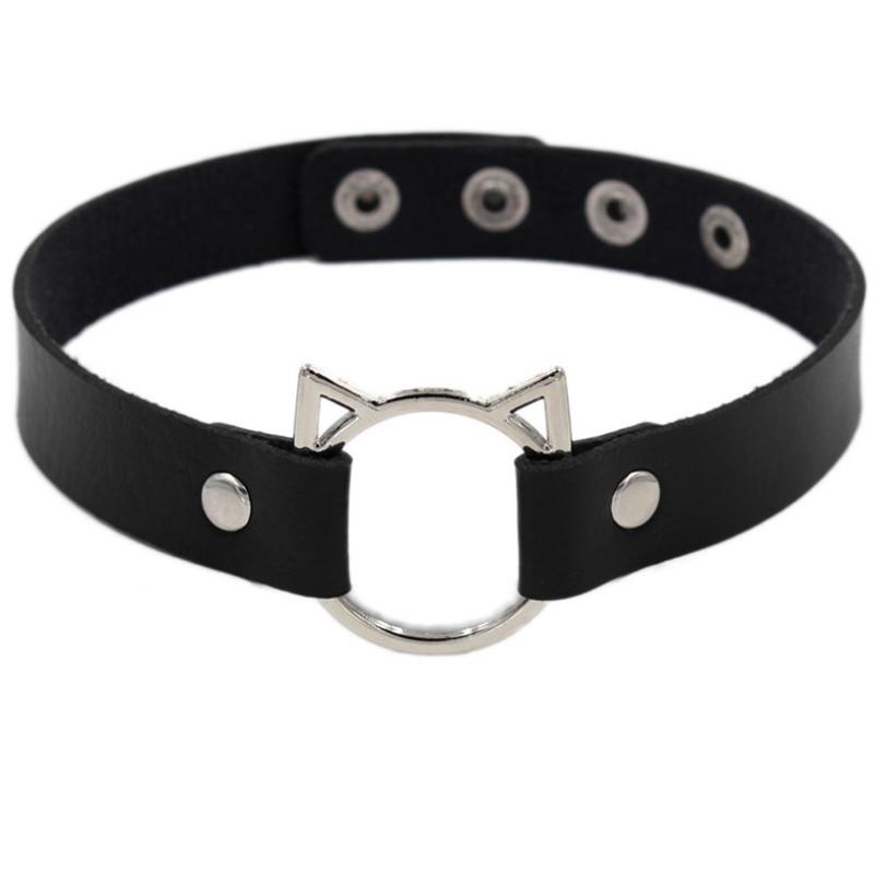 Harajuku Punk Rock Gothic Choker Necklace Women Sexy PU Leather Heart Lock Key Spike Collar Chocker Gothic Cosplay Accessories
