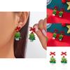 Festive Earrings Women Alloy Red Bow Christmas Tree Jewelry With Shiny Finish For Seasonal Gift
