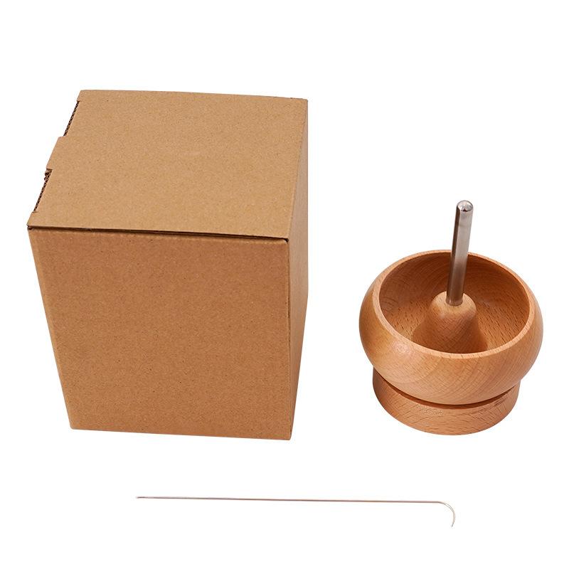Manual Rotating Fast Beading Threader, Solid Wood Beading Bowl, Rice Bead DIY Beading Tool