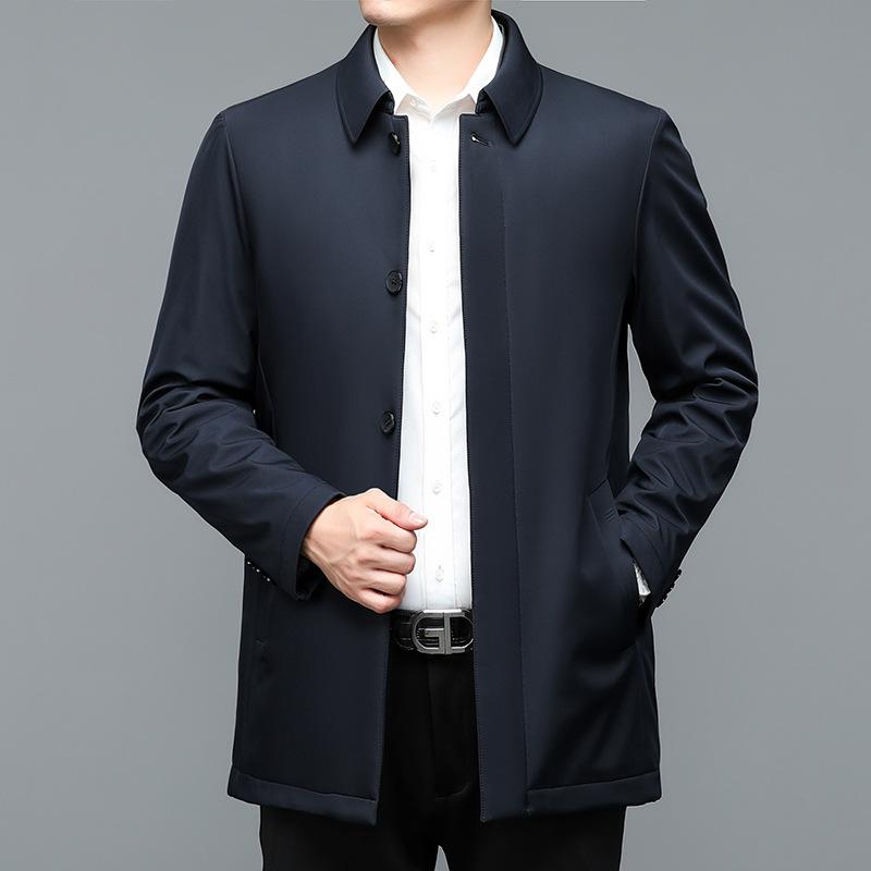 

Зимняя мужская хлопковая куртка с лацканами, деловая мужская куртка, китайская повседневная хлопковая куртка XL темно-синий