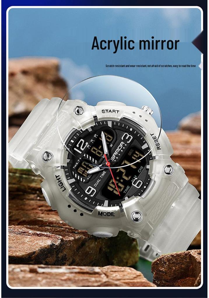 Orologio da polso sportivo multifunzione SANDA unisex con doppio display