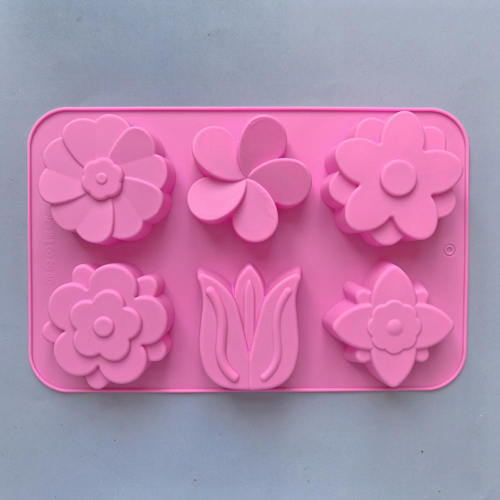 6 Holes Handmade Soap Silicone Mold Various Aromatherapy Candle Molds DIY Handmade Baking Cake Chocolate Ice Mold