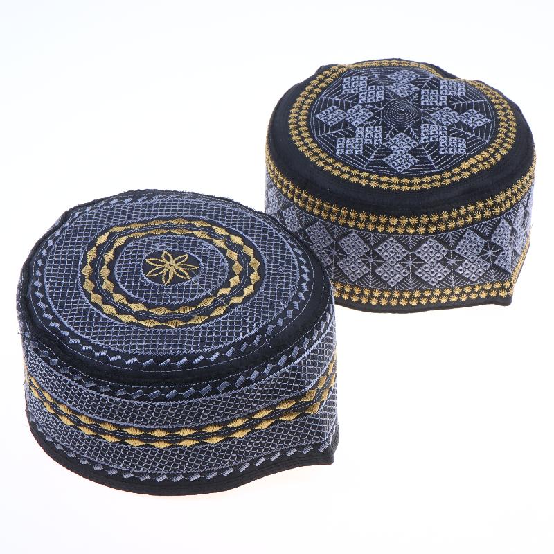 Muslim Prayer Kufi Cap With Exquisite Gold Embroidery And Soft Breathable Fabric Perfect For Eid Daily Prayer Religious