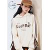 ZIHAN Women's Winter Hooded Letter Print Color-Block Sweatshirt