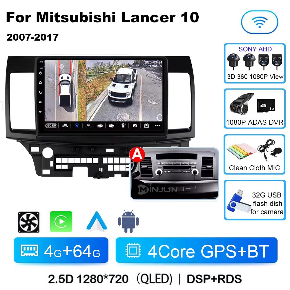 Android 14 Carplay Auto Car Radio Multimedia Player For Mitsubishi Lancer 2007-2013 Qualcomm Screen Autoradio Stereo Head Unit