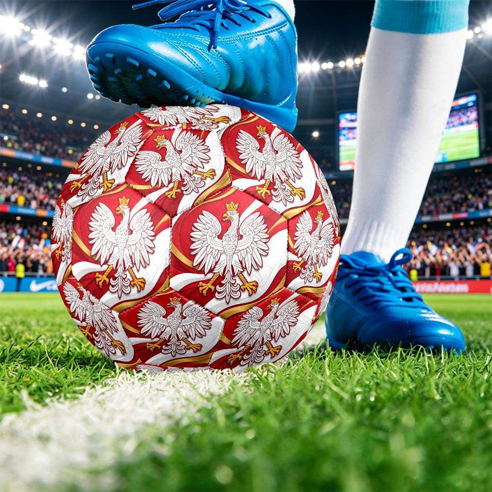 Poland Football Printed Size 5 Soccer Ball Wear Resistant Standard Adult Training Football Fan Gift for Indoor Outdoor Match Sports