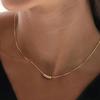 Minimalist Gold Color Stainless Steel Necklace for Women Classic Thin Chains Metal Beads Neck Zircon
