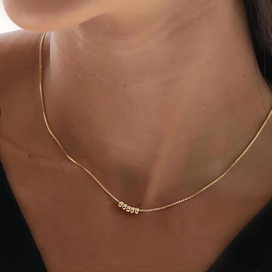Minimalist Gold Color Stainless Steel Necklace for Women Classic Thin Chains Metal Beads Neck Jewelry
