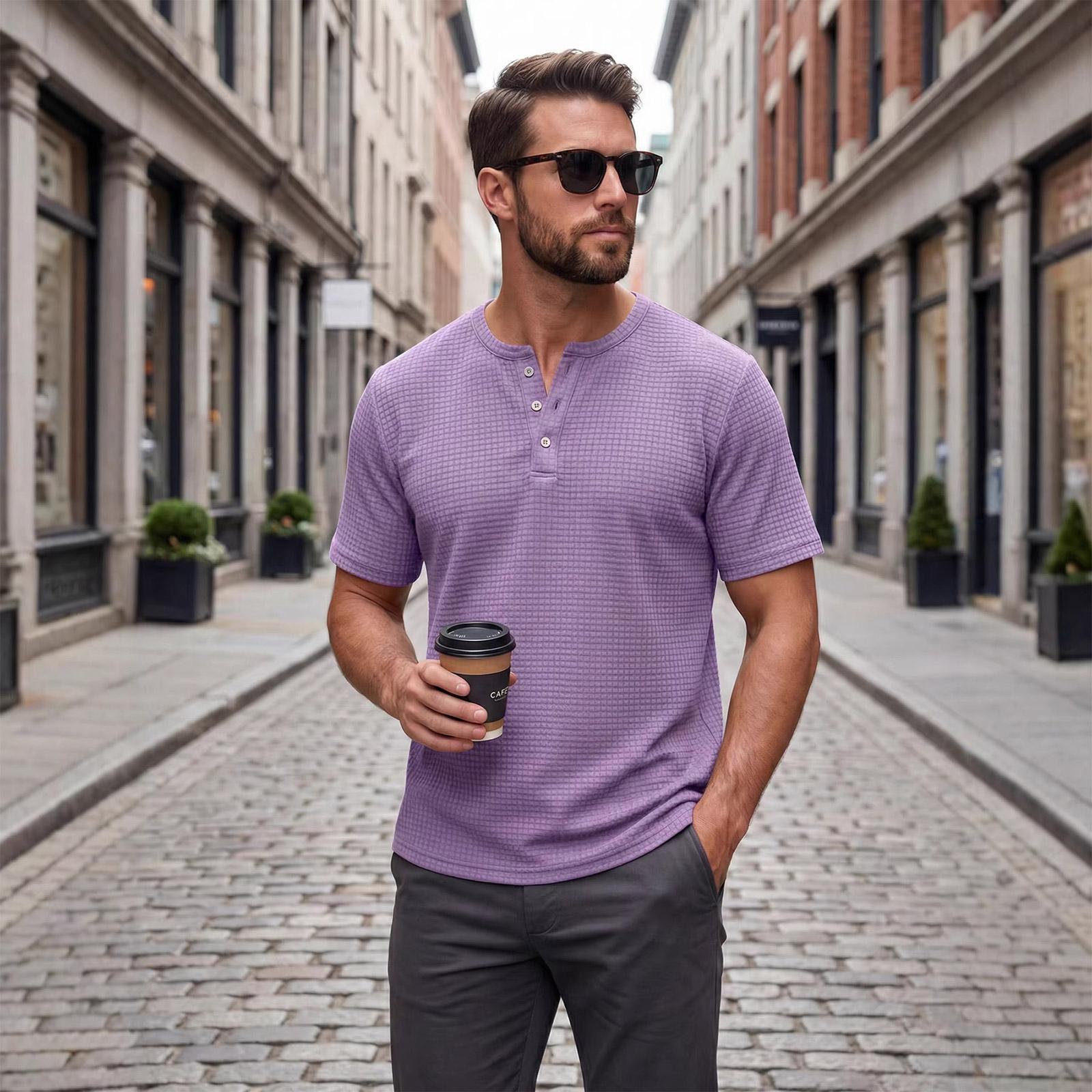 

Men s Round Neck Single Breasted Collared Shirt Men s Casual And Comfortable Short Sleeved Shirt XXXL