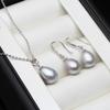 Bridal Natural Freshwater Pearl Earrings And Necklace Set,925 Silver Pearl Jewelry Set Wife Mother Gift White Pink Black