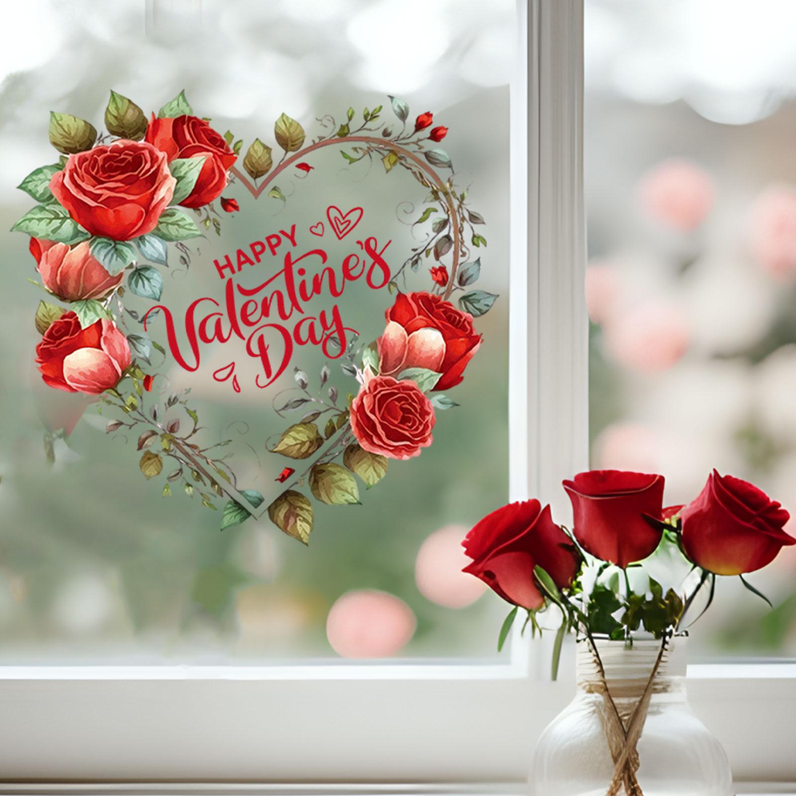 

Наклейка на День святого Валентина Знімна настінна наклейка День святого Валентина Наклейка на вікно для вечірки Дім Прикраси до річниці Дня святого Валентина