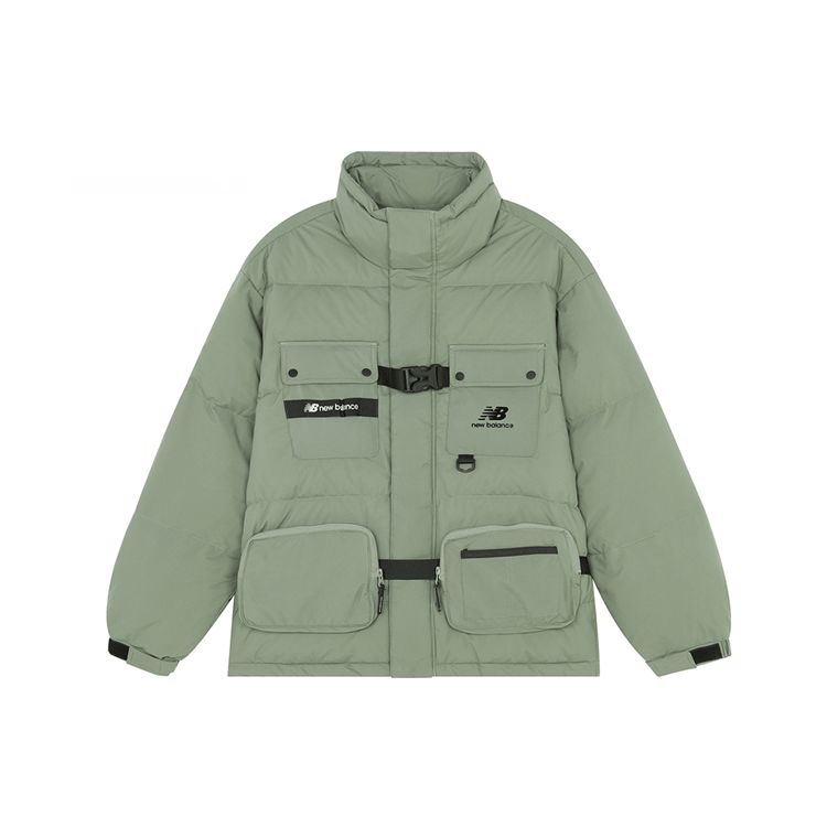 

Пуховик New Balance с принтом, воротником и несколькими карманами, мужская верхняя одежда, зеленый AMJ14328-OLG