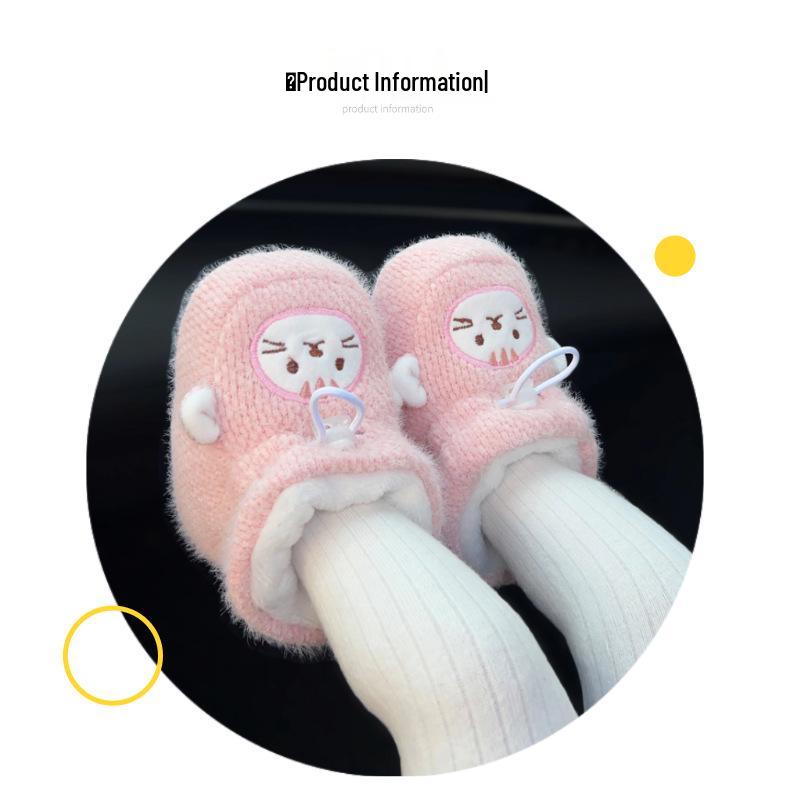 Winter Velvet-Lined Non-Slip Baby Shoes for Girls - Soft Sole, Warm Protection