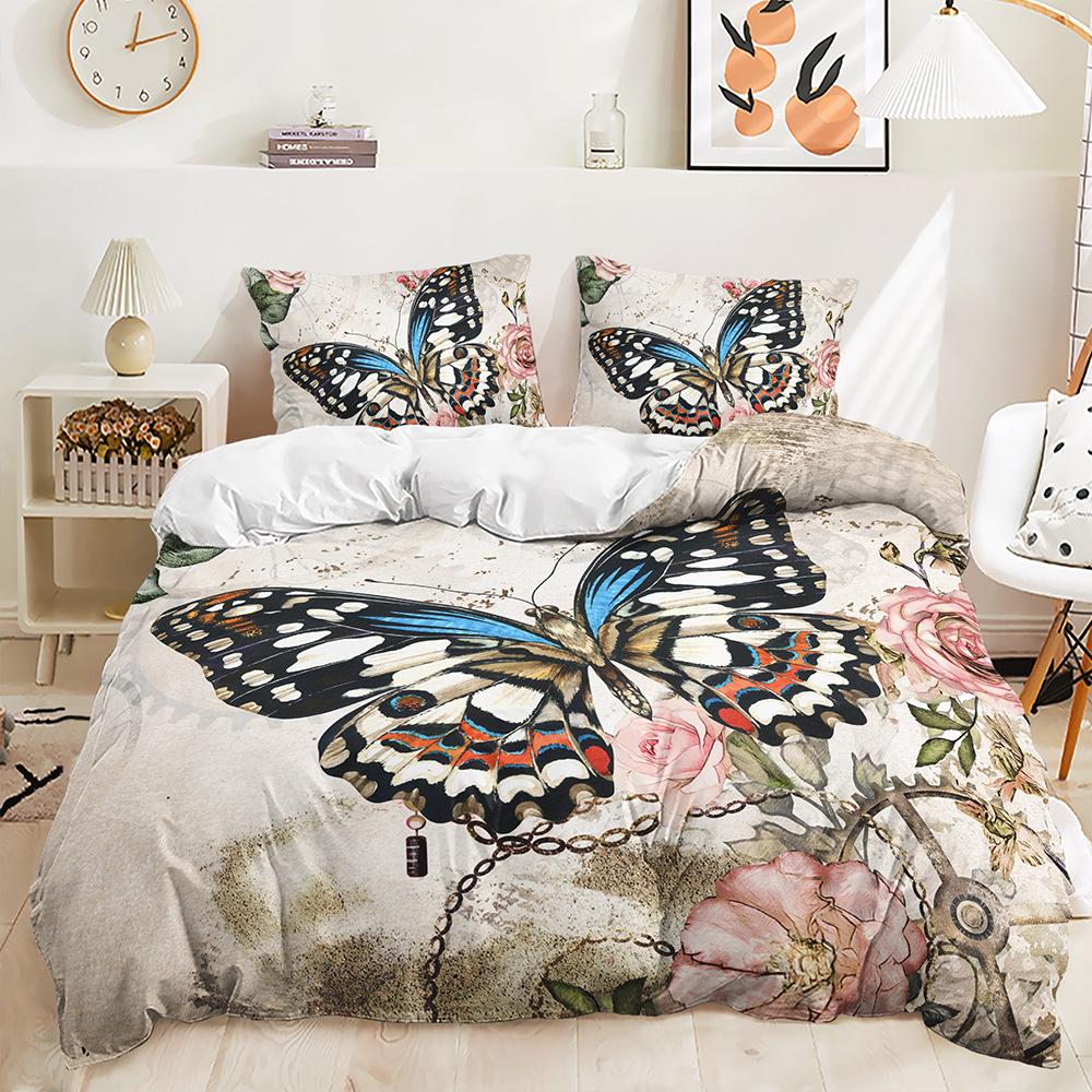 Three-Piece Quilt Cover Gothic Butterfly Kit Bedding Digital Printing Two-Piece Set