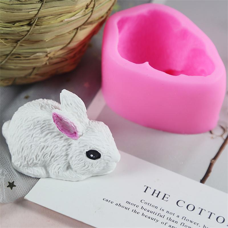Easter Decoration DIY Bunny Silicone Candle Mold 3D Bunny Aroma Soap Plaster Resin Mould Chocolate Making Supplies Home Decor