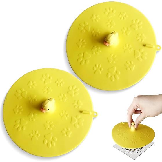 2 Pcs Sewer Deodorant Mat, 5. 9 inch Bathtub Sewer Cover Plug, Cute Silicone Bathroom Floor Sewer Cover, Kitchen, Bathroom and Laundry Room