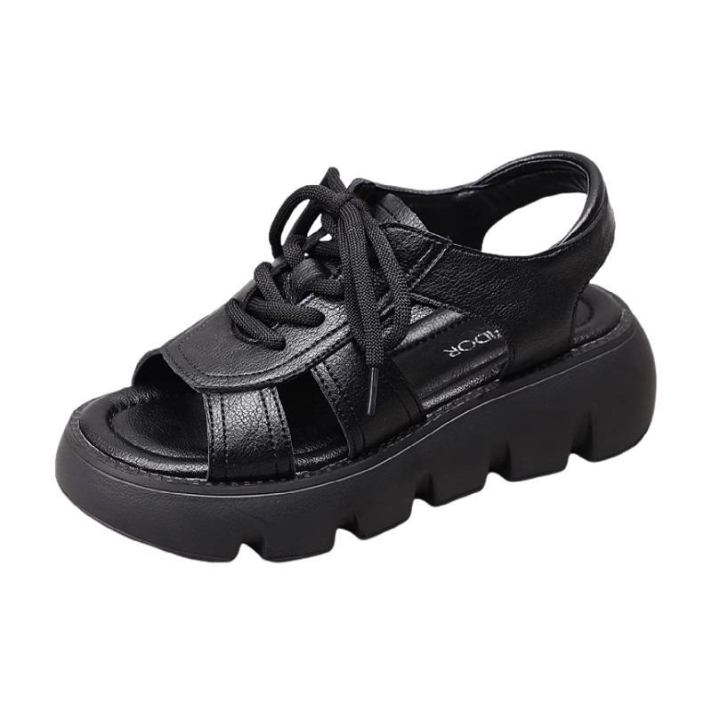 Women's Sandals Thick-soled Fish-mouth Shoes Sandals Sponge Soles Flat Cooling Boots