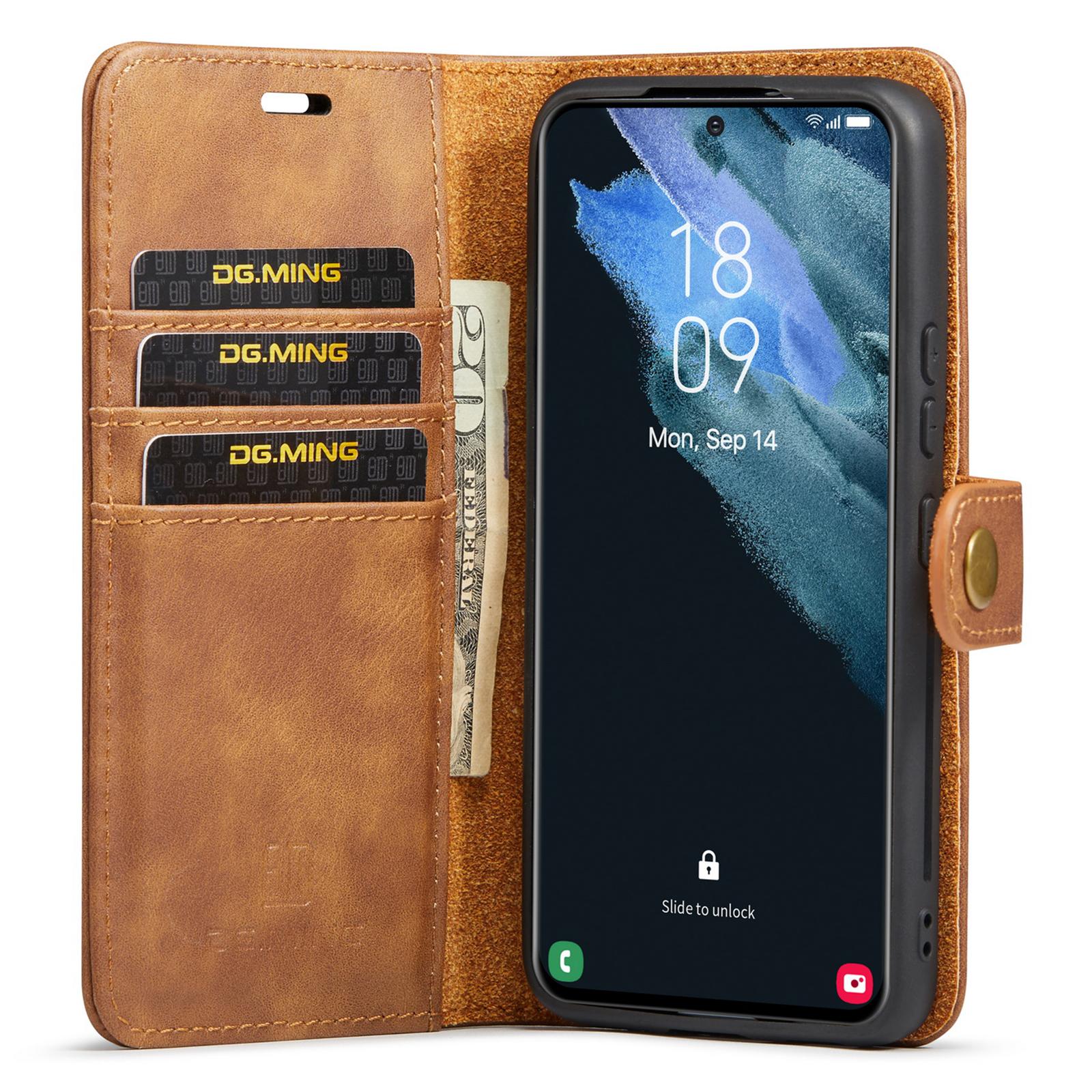 

DG.MING for Samsung Galaxy S24+ Case Split Leather Wallet Detachable Phone Cover Red