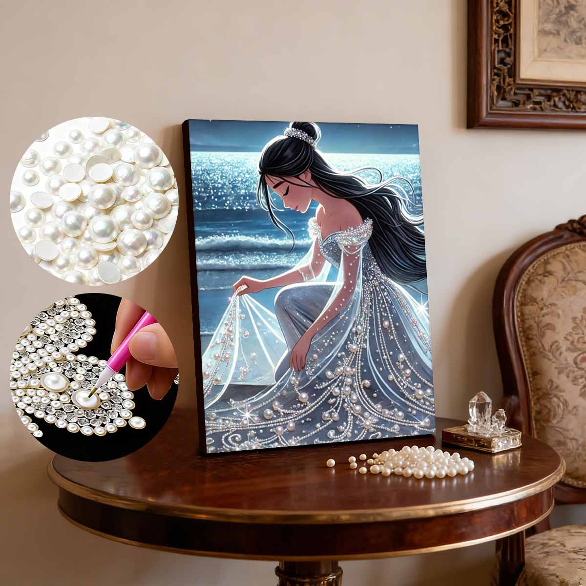 Disney Pearl Painting Seaside Pearl Princess Creative Art 5D Pearl Embroidery Cross Stitch Kit Handmade Diy Home And Room Decor Gift