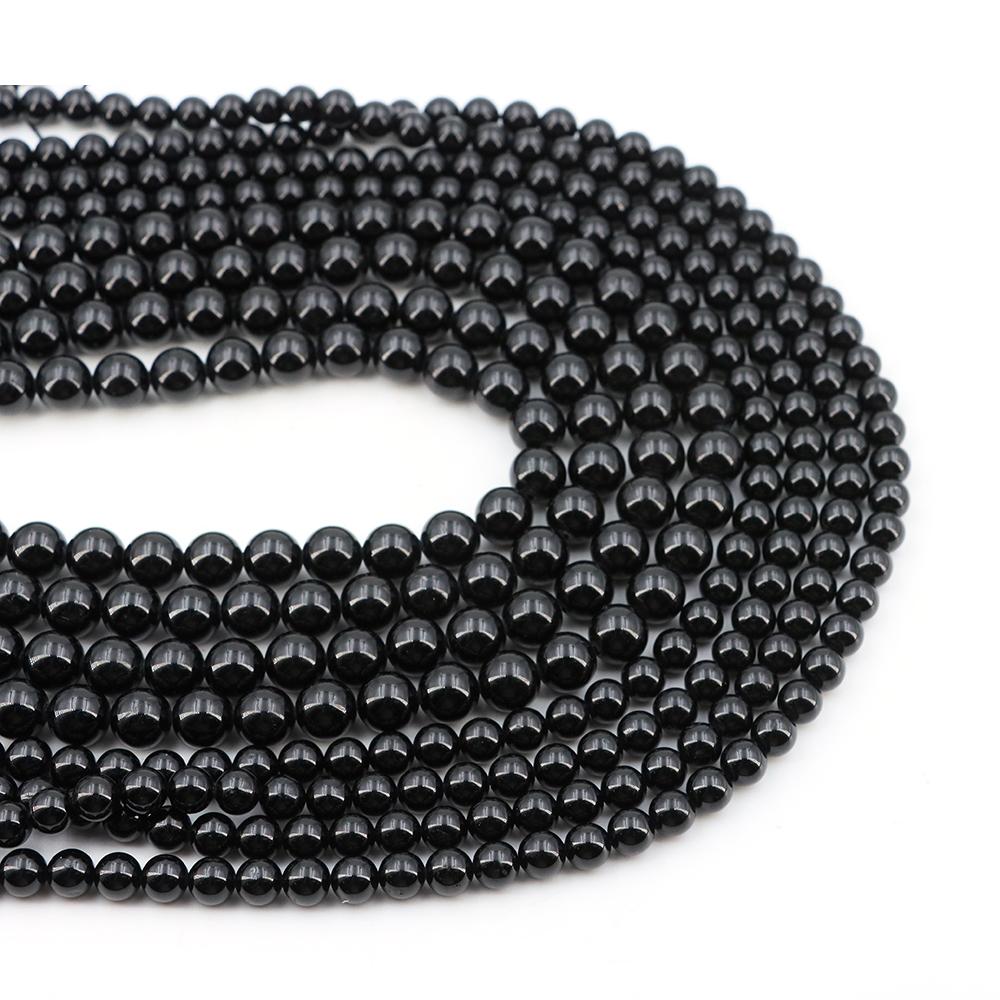 4/6/8/10/Mm Natural Stone Black Tourmaline Round Loose Bead Crystal Stone Jewelry Making Diy Accessorie Bracelet Necklace Gift
