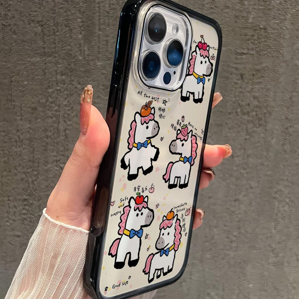 Horse To Orange Work Is Suitable for Apple 17promax Mobile Phone Case, New 16 Acrylic 14 Cartoon Cute 13 Anti-proof