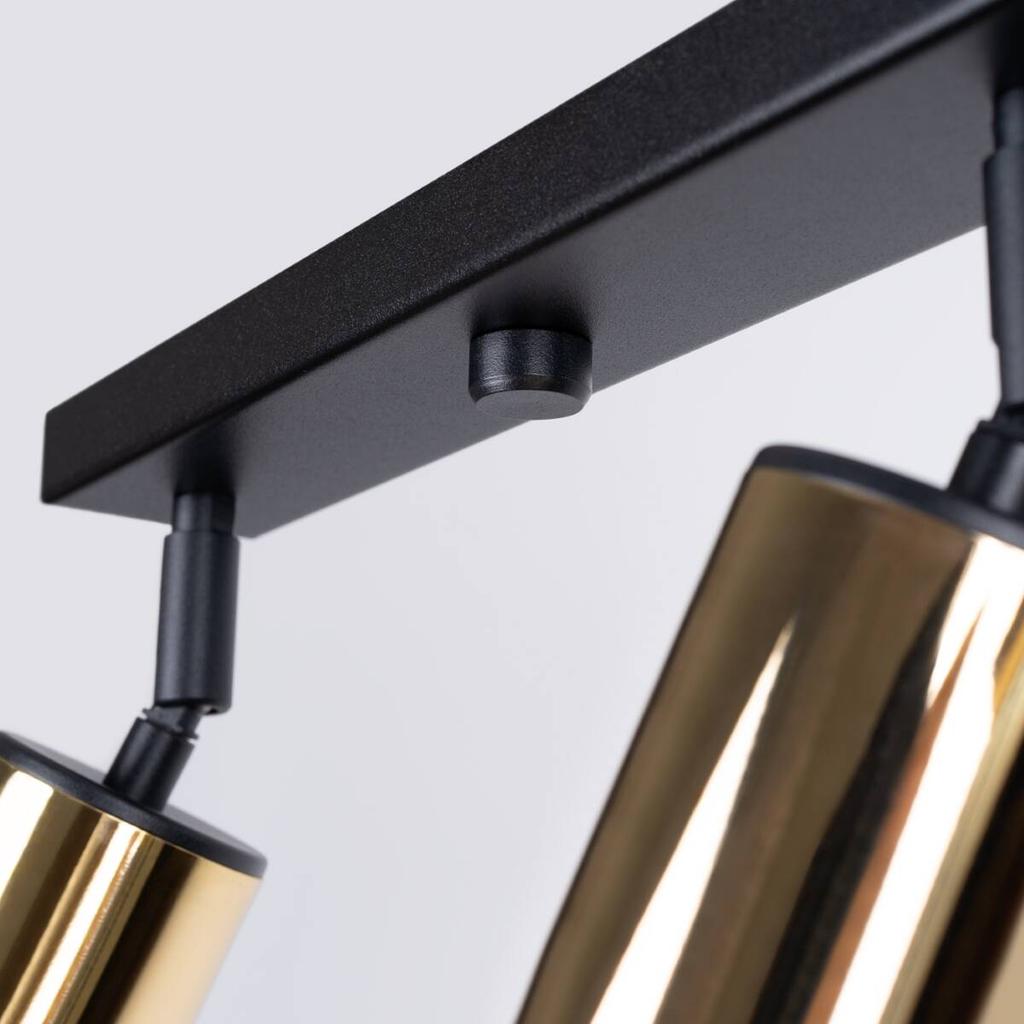Spot Sufitowy Czarny Podłużny Poczwórny Złote Klosze 4Xgu10 10W Winx Sl.1387 Sollux Lighting