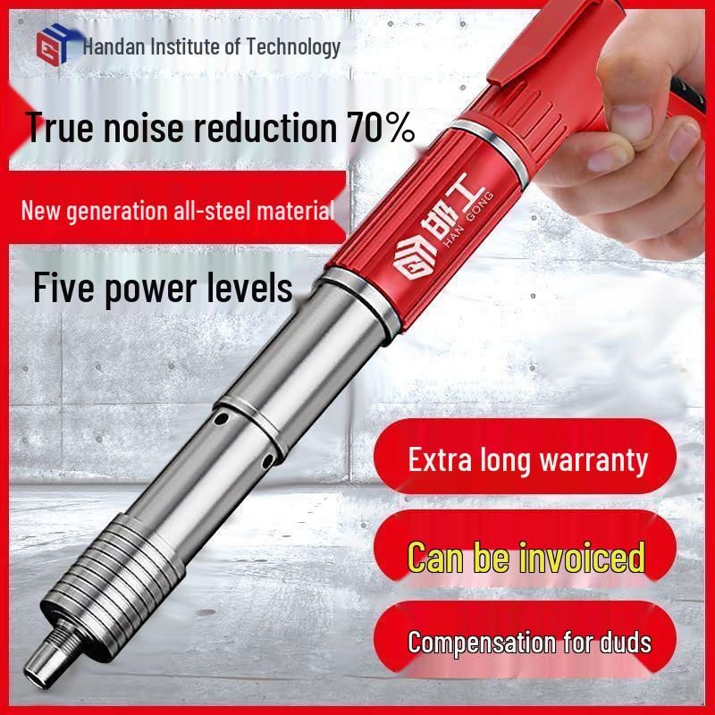 Nickel-Plated Mini Powder Actuated Nail Gun - Rustproof, All-Steel, Silenced Fastener for Ceiling Decoration