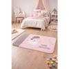 Tapis velours enfant - EDEN - Petite princesse - 45 x 75 cm - Rose et gris - 100% polyester