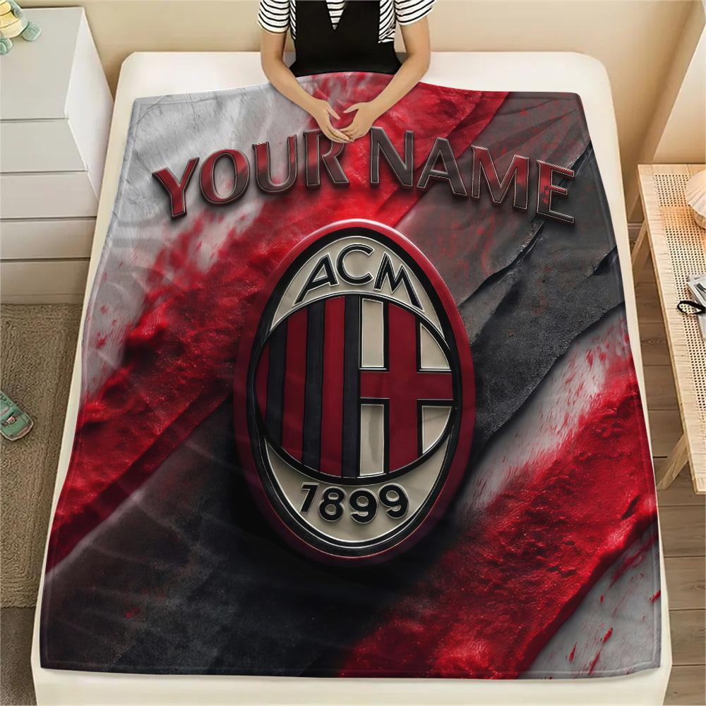 Custom Name AC Milan Flannel Blanket, High Quality Comfortable for All Seasons, Home Decor, Warmth and Comfort