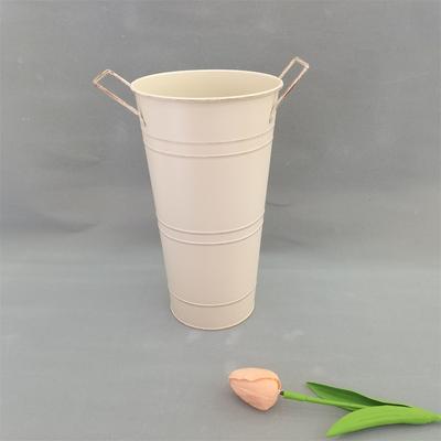 Round Tin Flower Bucket Durable Wrought Vase Beer Barrel Retro Tin Barrel  Farmhouse Table