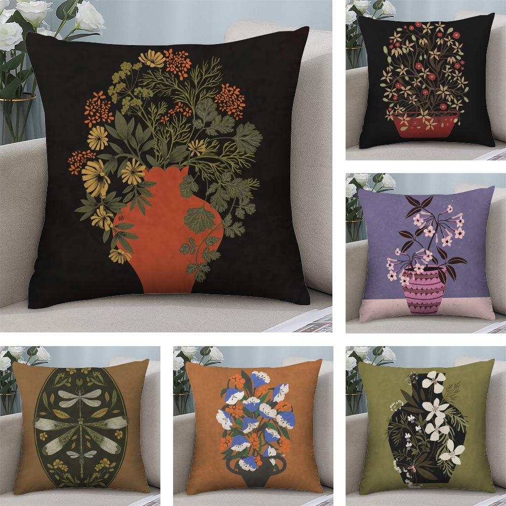 1PC Classic Vintage Vase Cushion Cover Plush Fabric Soft DoubleSided Printed Sofa Warm Winter Home Child Gift Pillow Case