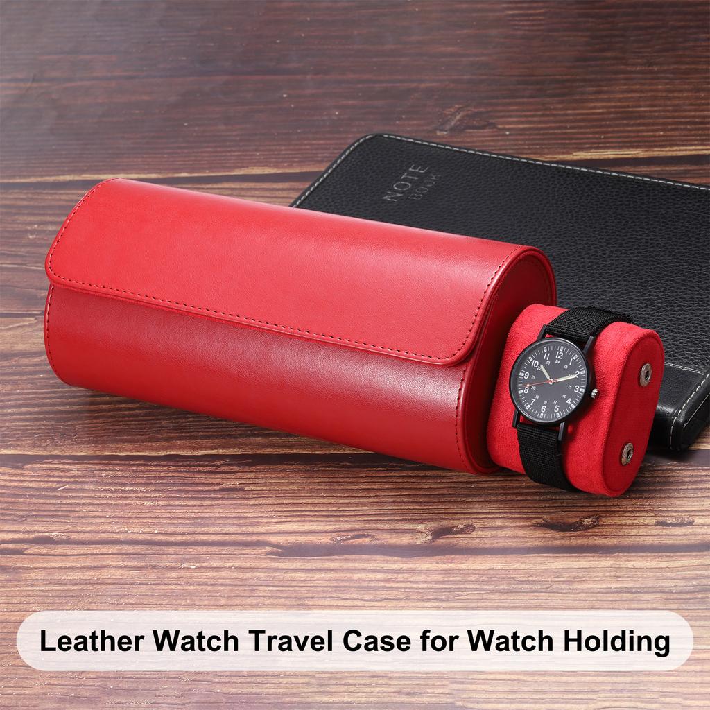 1/2/3 Slot Leather Watch Travel Case Single Watch Roll Storage Box Organizer for Men Women Watch Holding Storaging Displaying